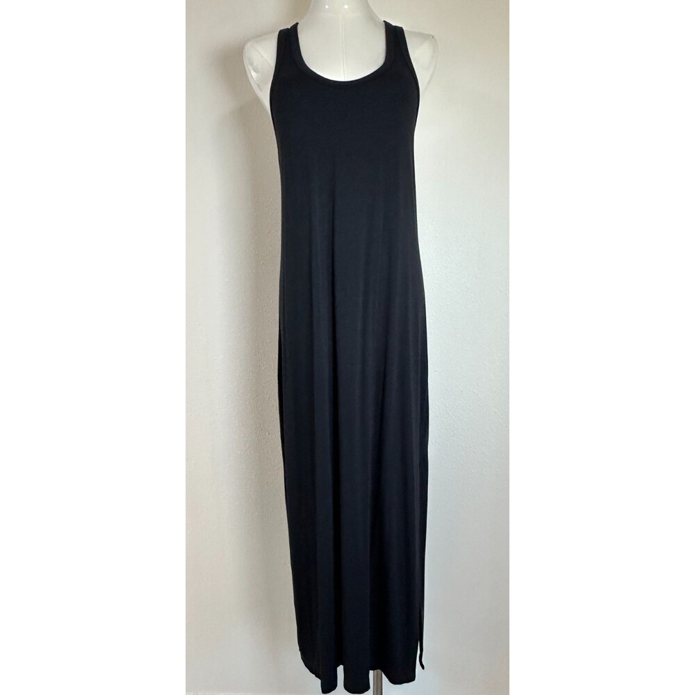 J.Crew Black Maxi Tank Dress XS Racerback Stretch Viscose Blend Minimalist